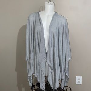 Lafayette 148 Silk Silver Micro Sequin Over Shoulder Shrug